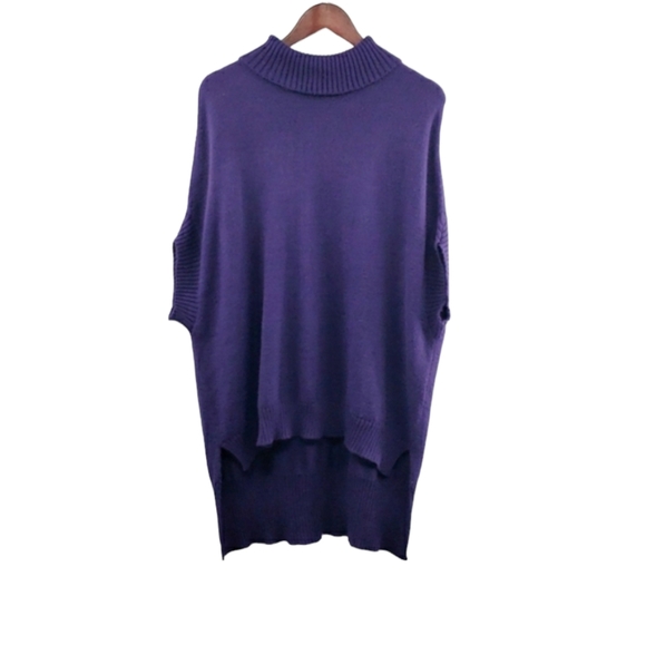BCBGMAXAZRIA Royal Purple Ribbed Turtleneck Tunic Sweater - Picture 1 of 5